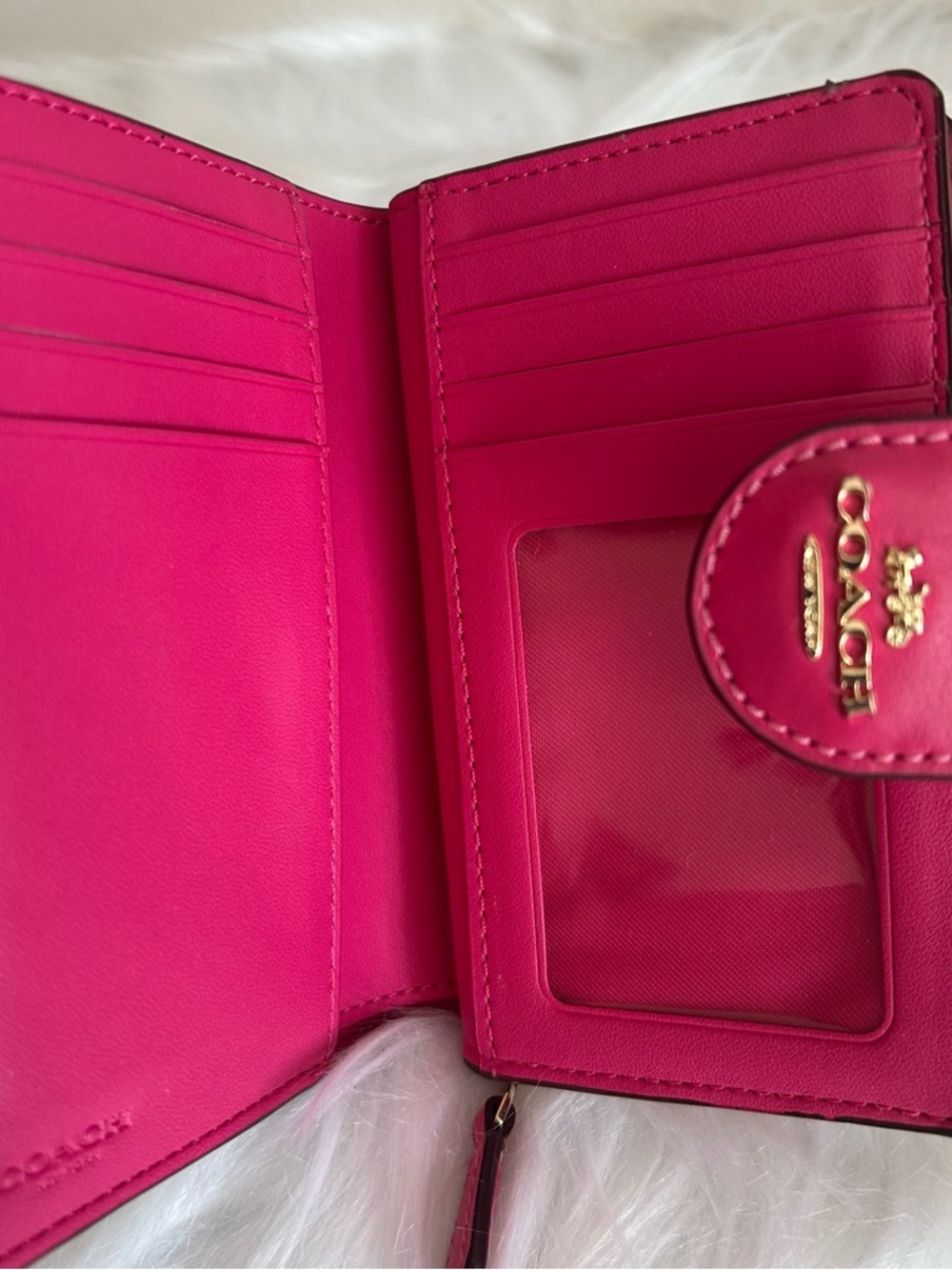 Coach Medium Corner Zip Wallet Signature Canvas Brown Pink C0082 - Picture 3 of 7